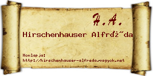 Hirschenhauser Alfréda névjegykártya